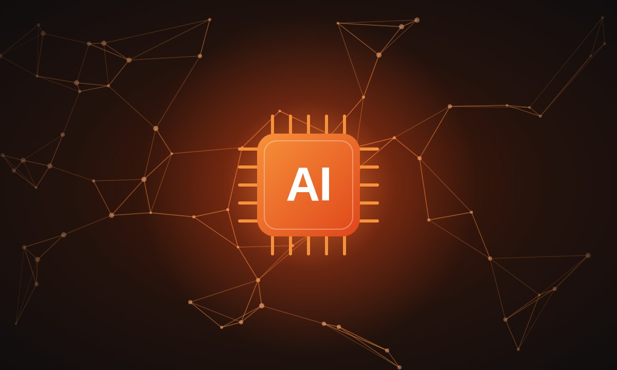 Illustration of an AI chip connected to a network